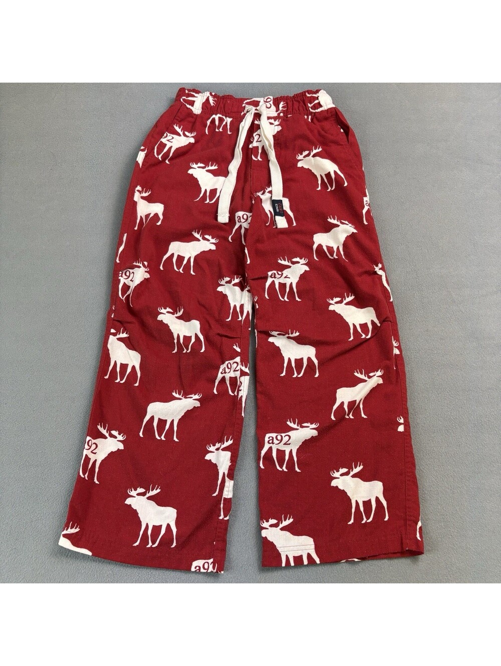 Vintage Abercrombie And Fitch Moose Pajama Pants Youth Size Medium Red